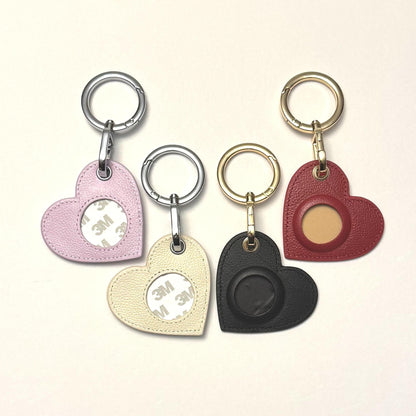Leather Heart Air Tag Holder w/Clip