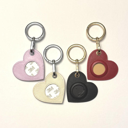 Leather Heart Air Tag Holder w/Clip