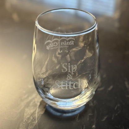 Rain City Sip & Stitch Wine Glass