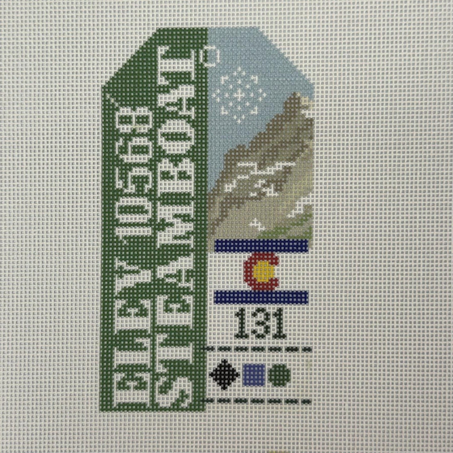 Steamboat Springs Luggage Tag (by Hedgehog Needlepoint)