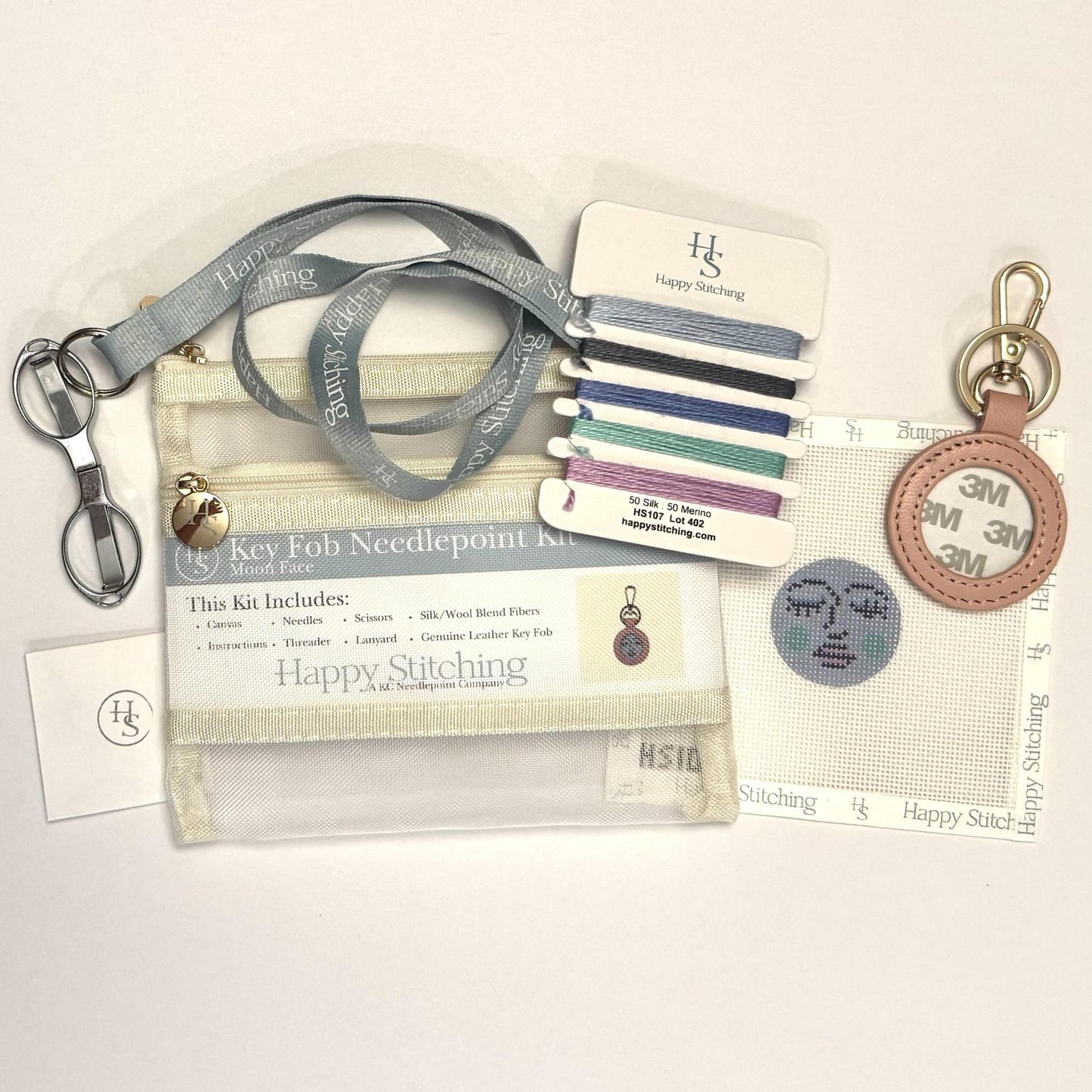 Moon Face Key Fob Needlepoint Kit (by Happy Stitching / KCN)