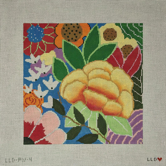 Rainbow Floral Square Pillow