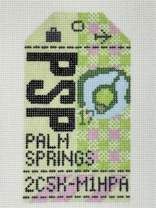 Palm Springs Luggage Tag (by Hedgehog Needlepoint)