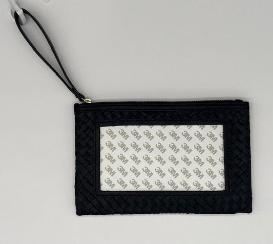 Black Leather Woven Clutch (by Planet Earth)