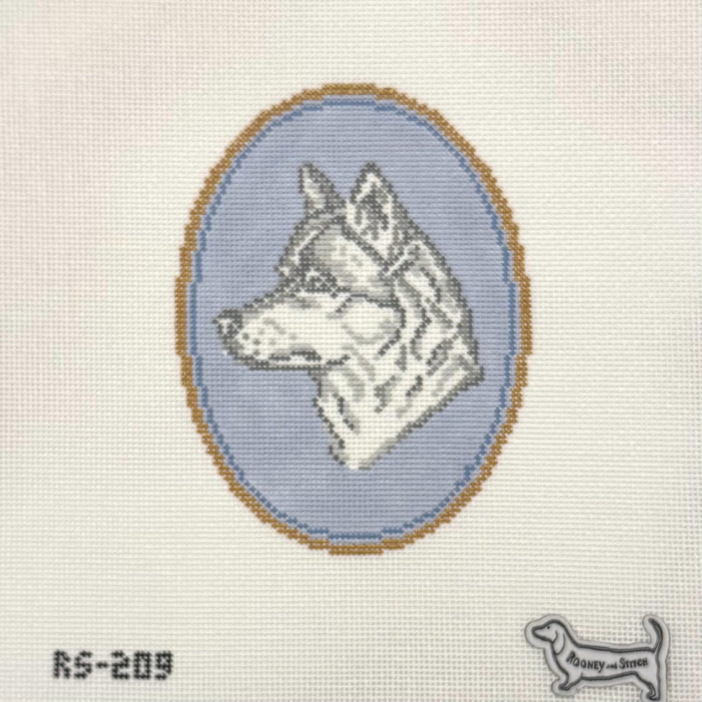 Husky Dog Cameo (by Rooney and Stitch / Atlantic Blue Canvas)