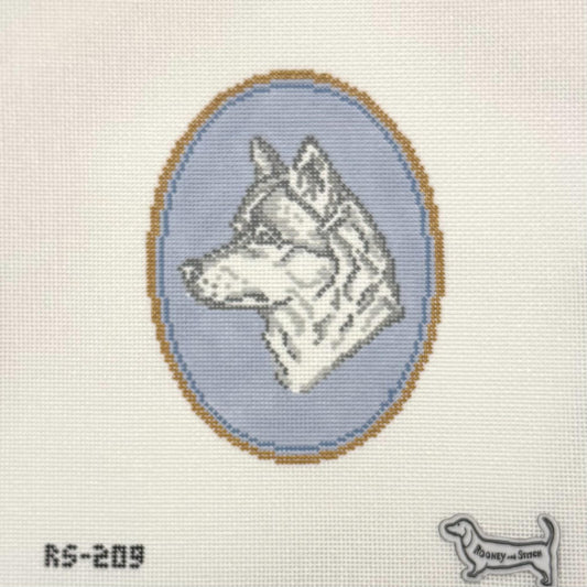 Husky Dog Cameo (by Rooney and Stitch / Atlantic Blue Canvas)