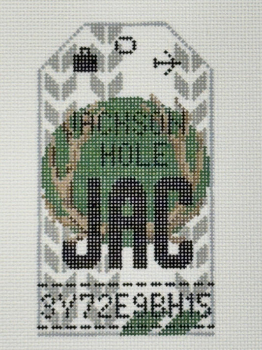Jackson Hole Luggage Tag (by Hedgehog Needlepoint)