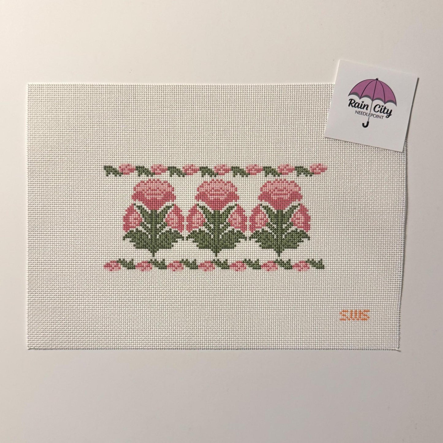 Pink Block Print Flowers (by Stitching w/ Stacey)