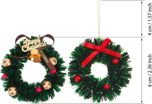 Mini Artifical Christmas Wreath w/ Bow, Merry Christmas Sign and Berries and Gold Ornaments
