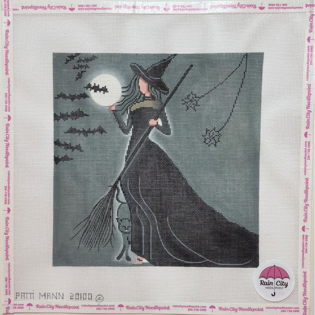 Witch w/ Broom & Black Cat (by Patti Mann) 20100