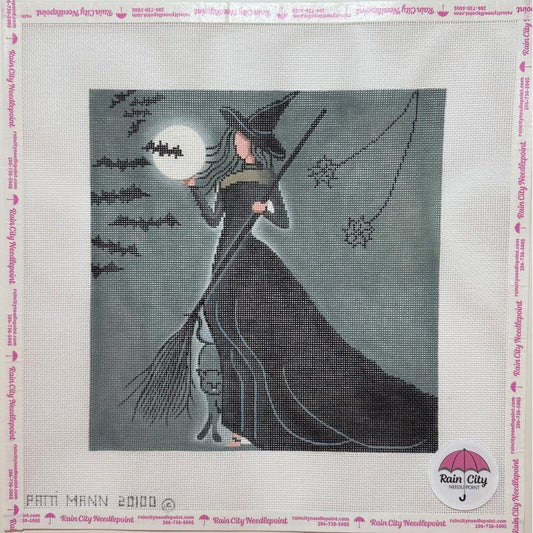 Witch w/ Broom & Black Cat (by Patti Mann) 20100