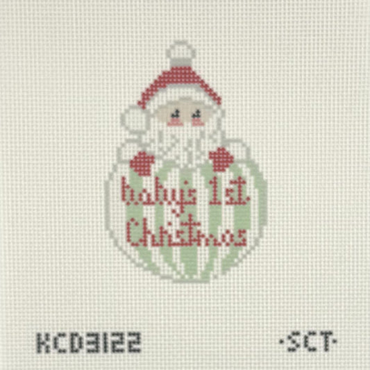 Baby's First Christmas Santa Ornament - Green (by KCN)