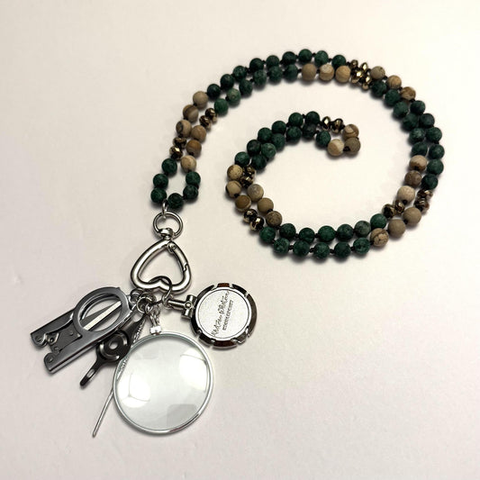 Up Up Gemstone Heart Chatelaine - Matte Forest