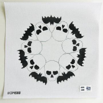 Skull and Bat Halloween Wreath (by KCN) - KCD4588