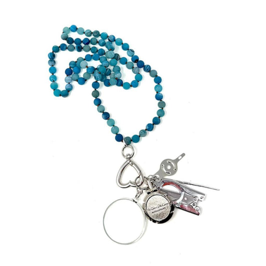 Gemstone Heart Chatelaine - Matte Turquiose
