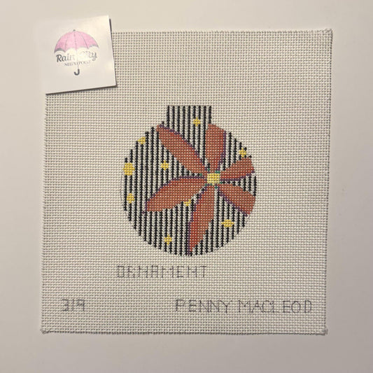 Orange Flower on Stripes Ornament (by Penny MacLeod)