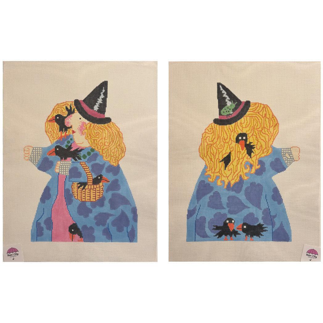 Halloween Witch w Crows - Double-sided (by Needle NOLA)