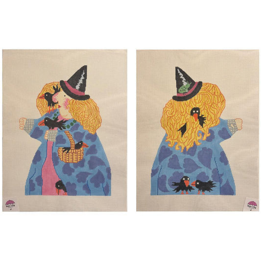 Halloween Witch w Crows - Double-sided (by Needle NOLA)