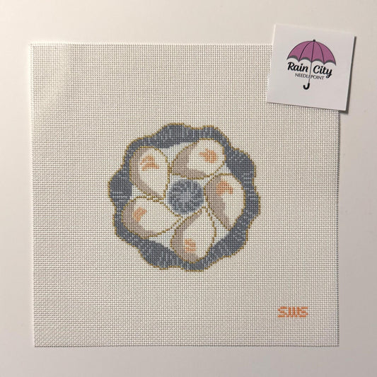 Blue Oyster Plate (by Stitching w/ Stacey)