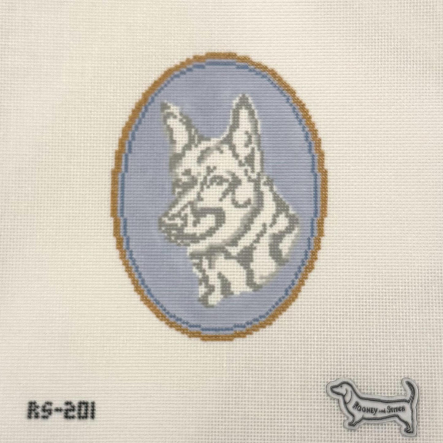 German Shepherd Dog Cameo (by Rooney and Stitch / Atlantic Blue Canvas)