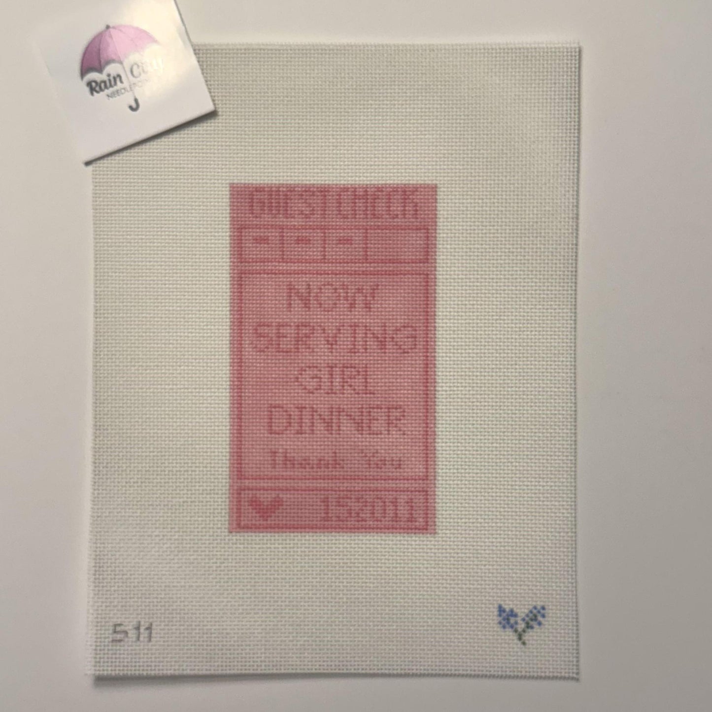 Guest Check - Now Serving Girl Dinner (by Officially Needlepoint)