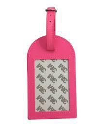 Hot Pink Leather Luggage Tag