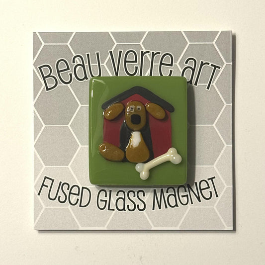 Who's in the Doghouse? (Fused Glass) needle minder