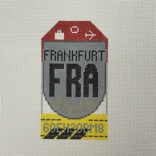 Frankfurt Luggage Tag (by Hedgehog Needlepoint)