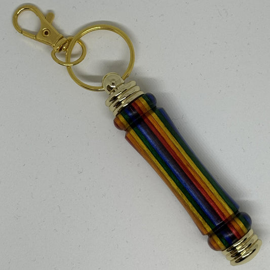 Handcrafted wood needle case w/ fob