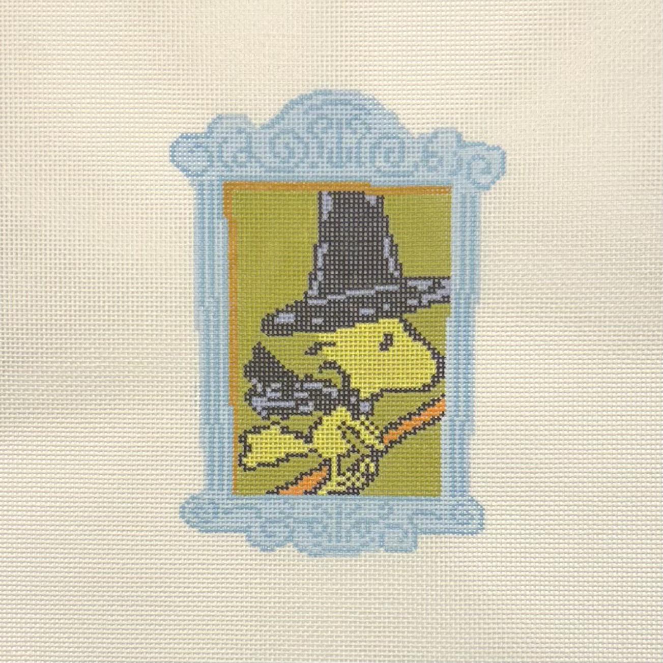 PEANUTS Halloween - Framed Woodstock as Witch (by Officially Needlepoint)