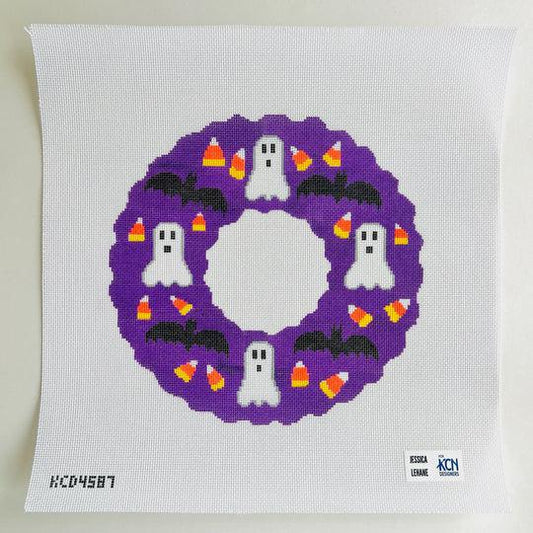 Ghost and Bat Halloween Wreath (by KCN) - KCD4587