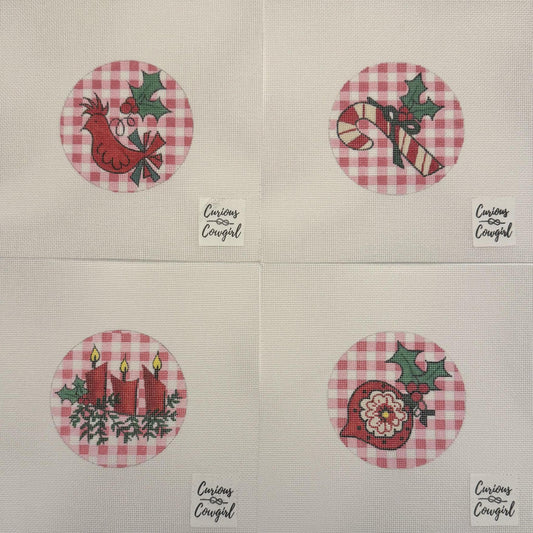 Pink Gingham Christmas Round