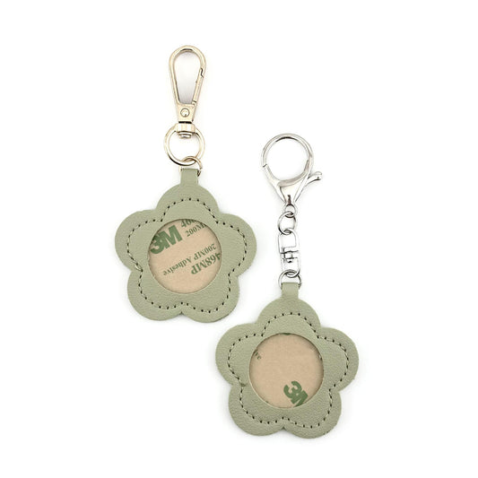 Leather Self-Finishing Floral Key Fob - Sage
