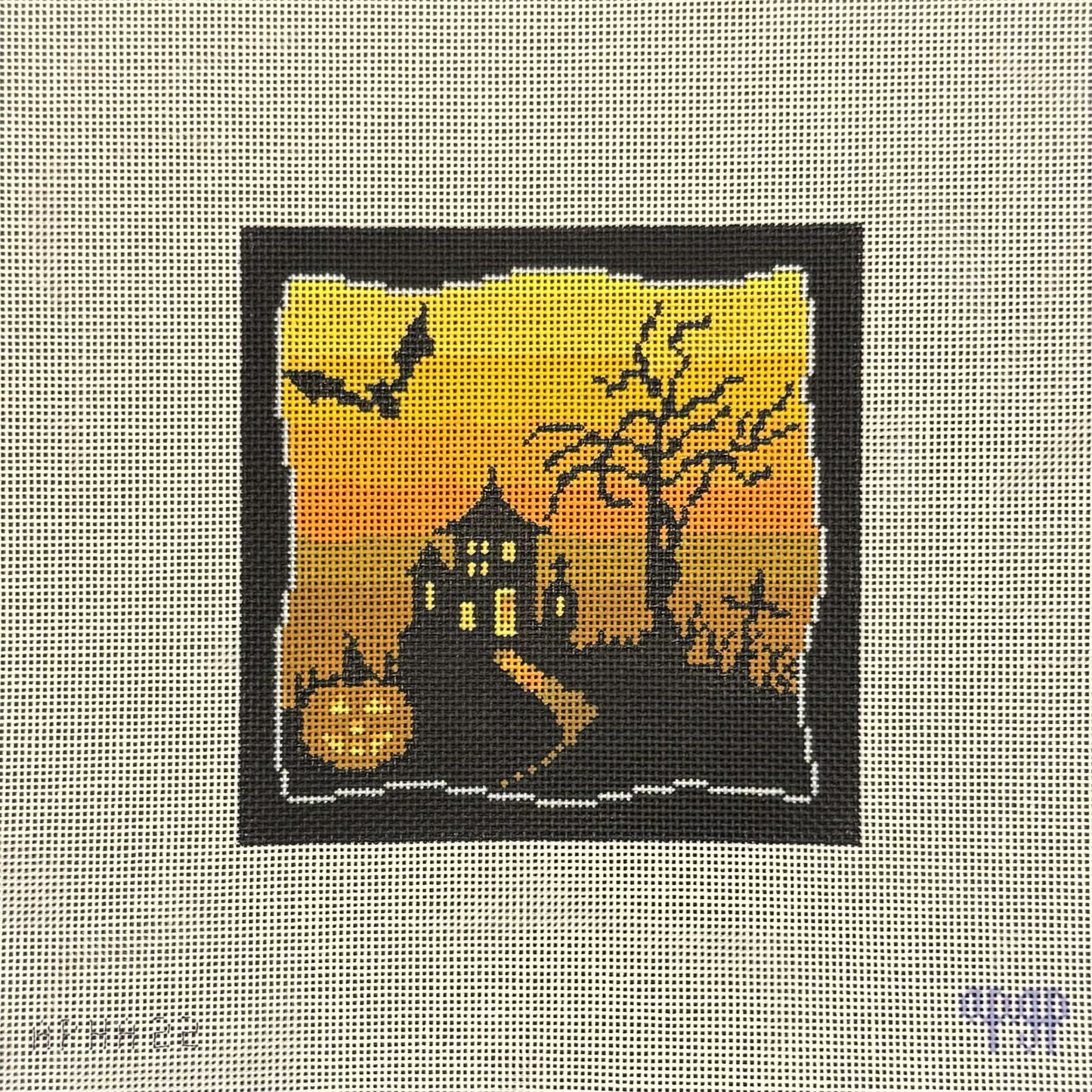Spooky Scene - Orange w/ Jack-o-Lantern (by Melissa Loves Needlepoint)