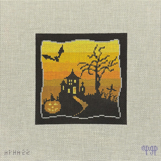 Spooky Scene - Orange w/ Jack-o-Lantern (by Melissa Loves Needlepoint)
