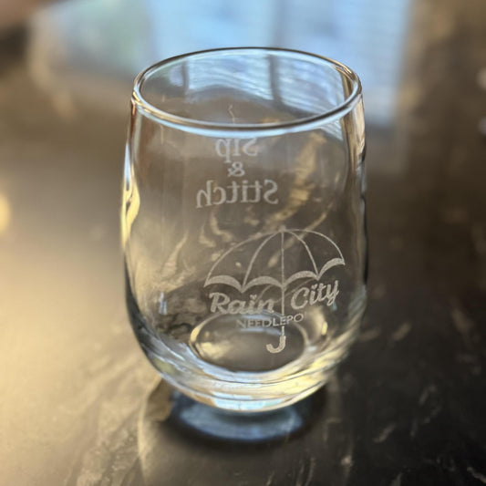 Rain City Sip & Stitch Wine Glass
