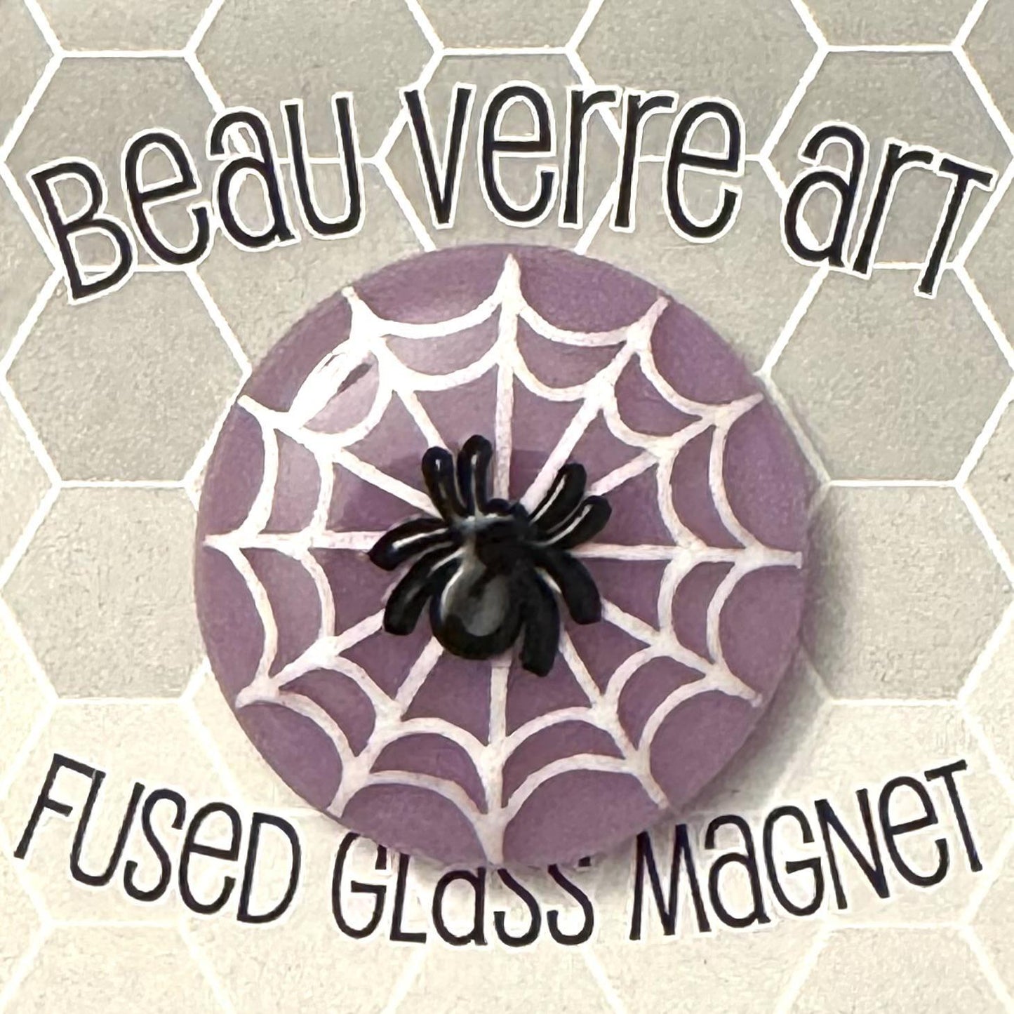 Black Spider in Web (Fused Glass) needle minder