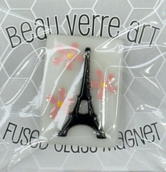 Eiffel Tower & Flowers (Fused Glass) needle minder