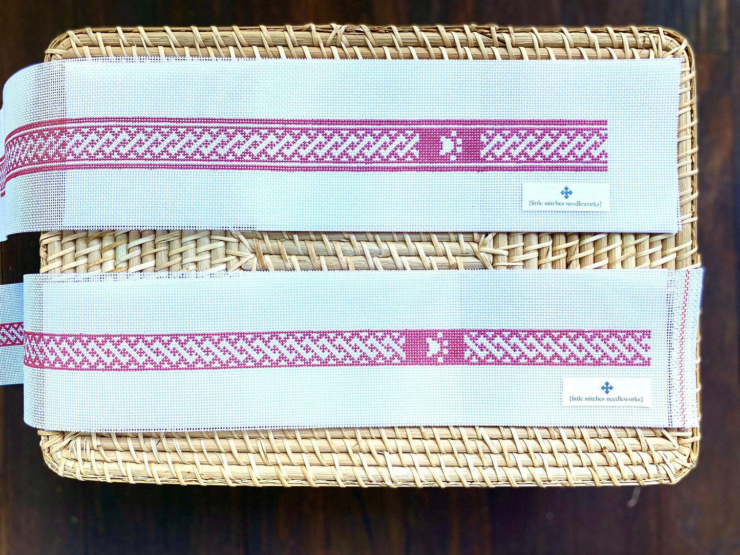 Nantucket Pink Pet Collar - Large (by Little Stitches Needleworks)