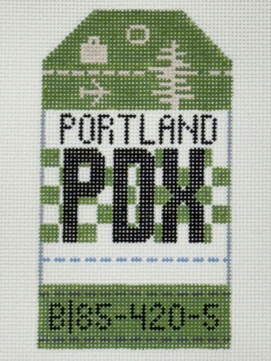 Portland Luggage Tag (by Hedgehog Needlepoint)