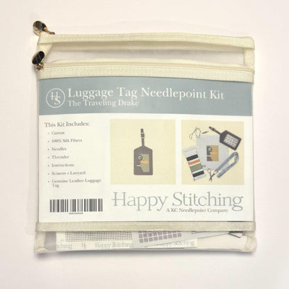 The Traveling Drake Luggage Tag Needlepoint Kit (by Happy Stitching / KCN)