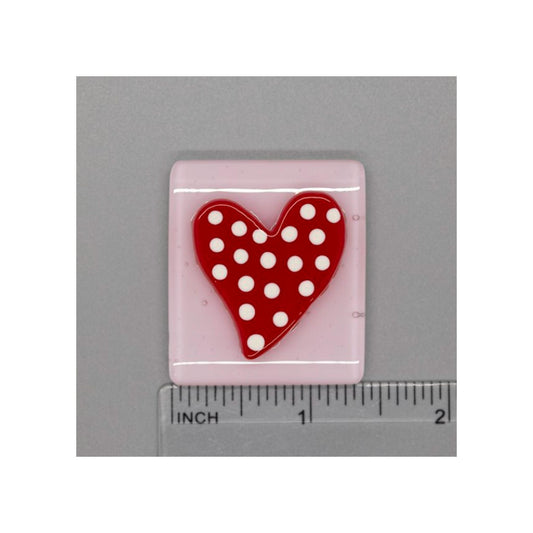 Polka Dot Heart (Fused Glass) needle minder