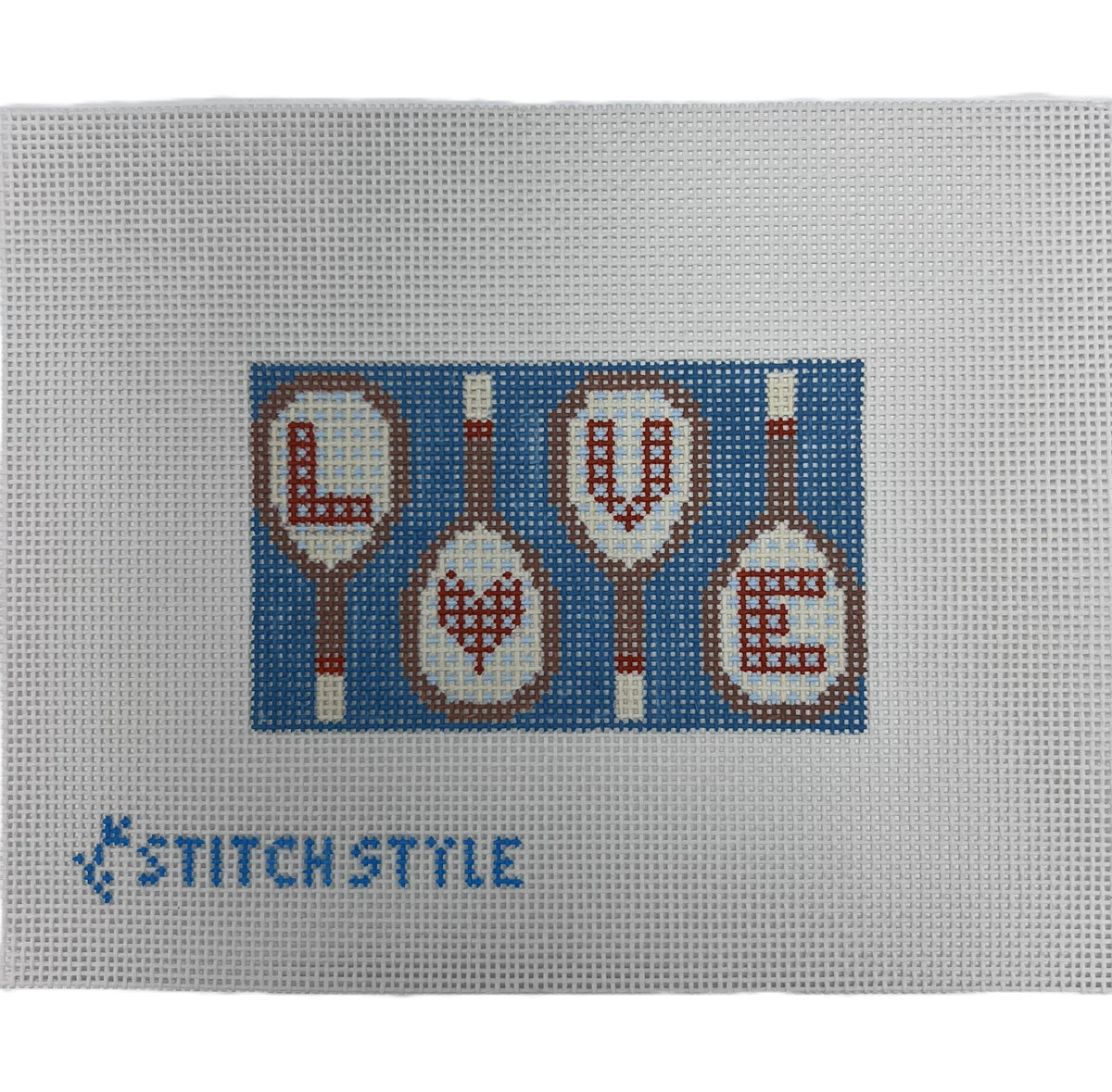 Tennis Racket Love 13ct, Plum Letters