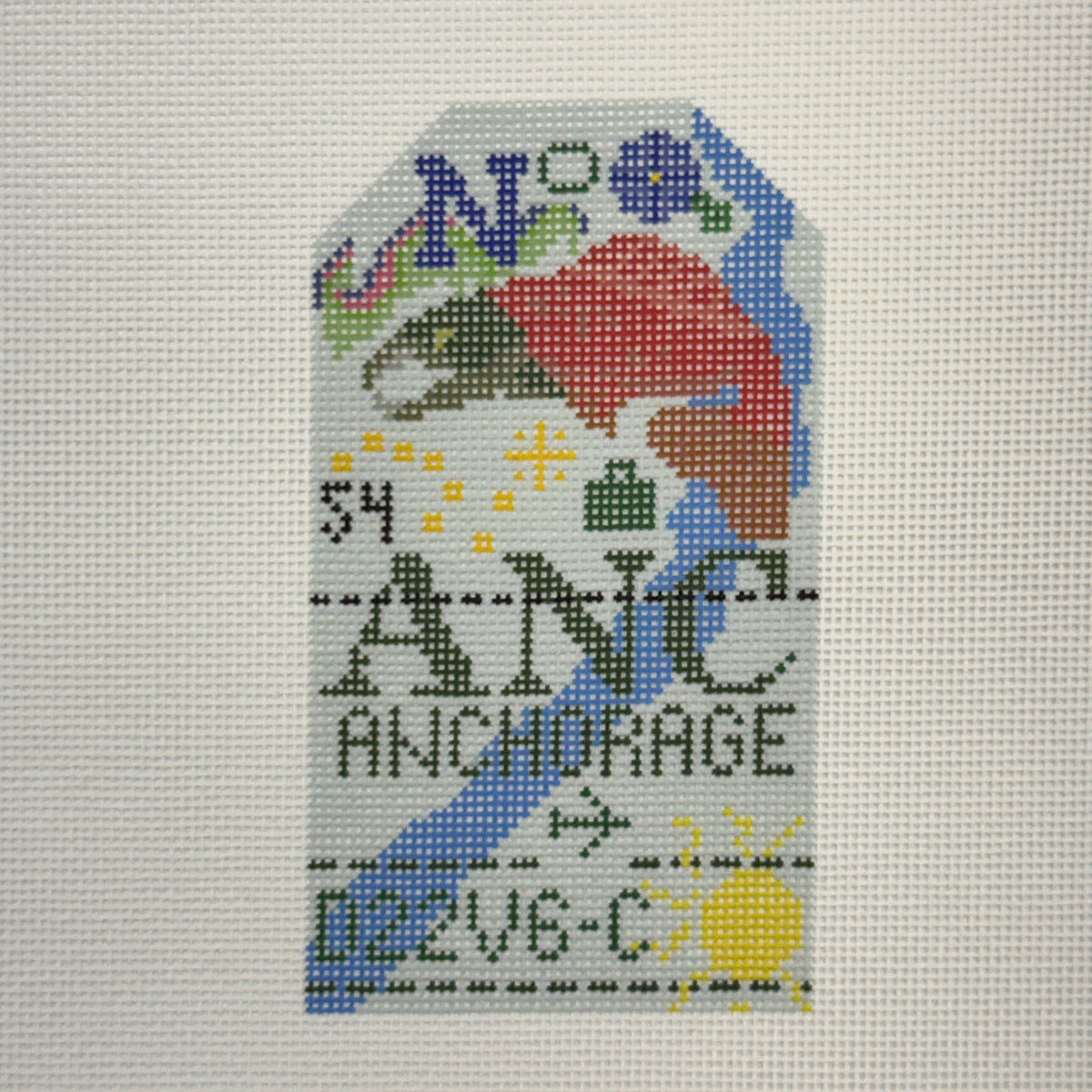 Anchorage Luggage Tag (by Hedgehog Needlepoint)