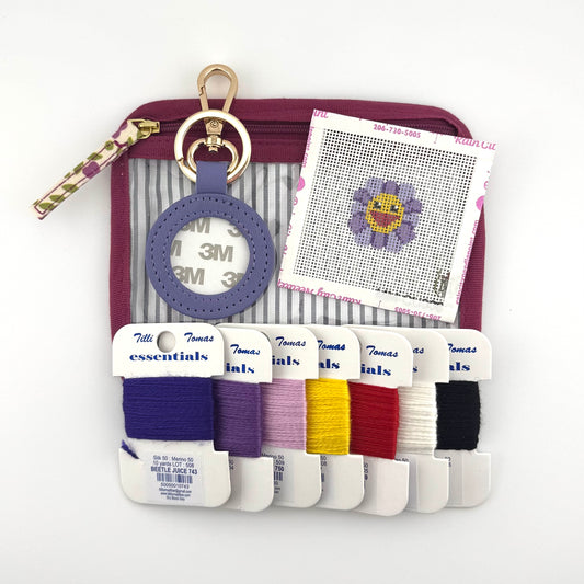 Happy Flower Purple Leather Fob Kit