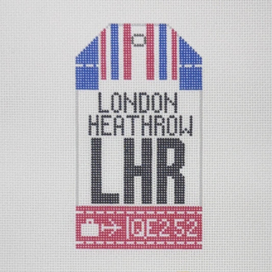 London Heathrow Luggage Tag (by Hedgehog Needlepoint)