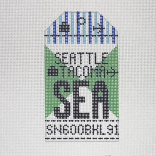 Seattle Tacoma (SeaTac) Luggage Tag (by Hedgehog Needlepoint)