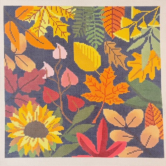 Blue Botanical Autumn Leaves (by LauraLove Designs)