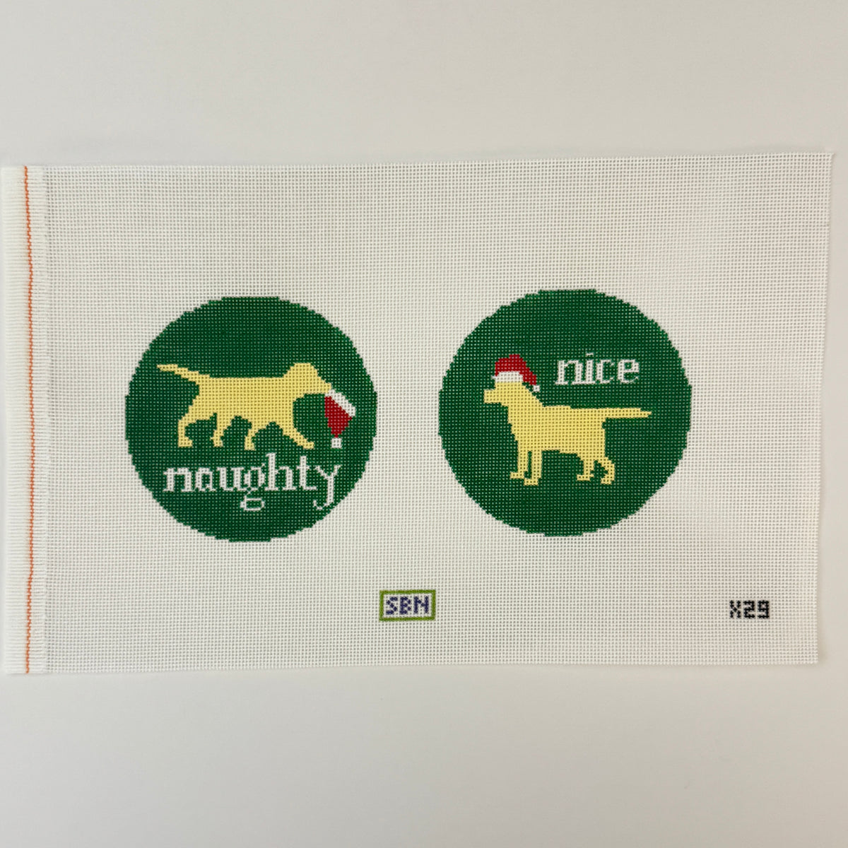 Naughty & Nice Yellow Labs (by Susan Battle Needlepoint)