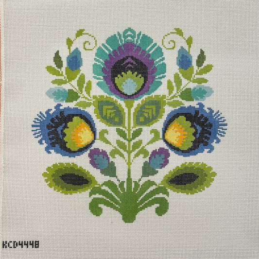 Polish Folk Design - Teal Flowers (by KCN)